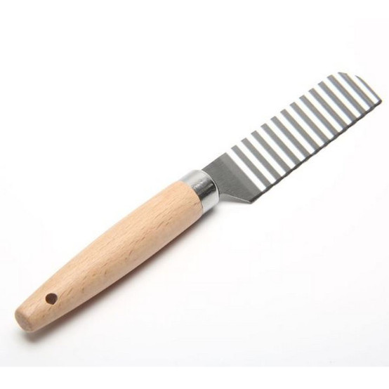 Нож-измельчитель нерж сталь 25,3 см рельефный деревянная ручка стальной Baizheng (1/12)