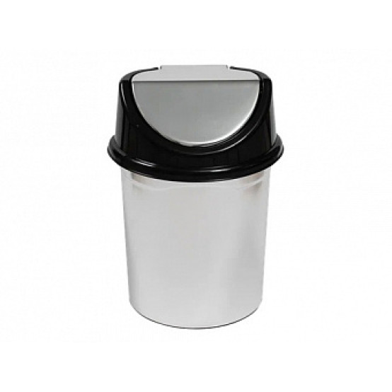 Ведро пластиковое для мусора 14 л серо черный круглое с подвижной крышкой Silver Violet (1/14)