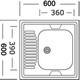 Мойка кухонная 60*60*16см 0,6мм. (без сифона) Vladiks L-403 правая (15)