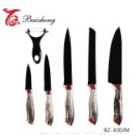 Нож нерж сталь 6 пр овощечистка пласт ручка под упак BZ-600JM Baizheng (1/24)
