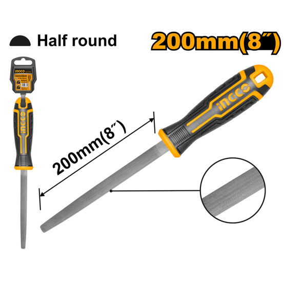 Напильник полукруглый по металлу 200 мм INGCO HSHF088 INDUSTRIAL