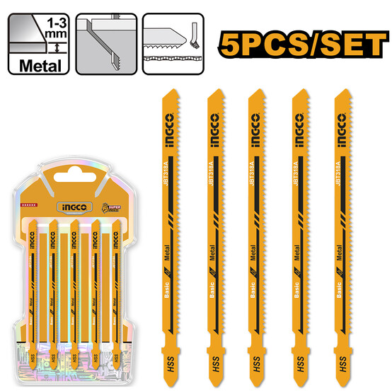 Набор полотен для электролобзика 5 шт,  INGCO JBT318A по металлу