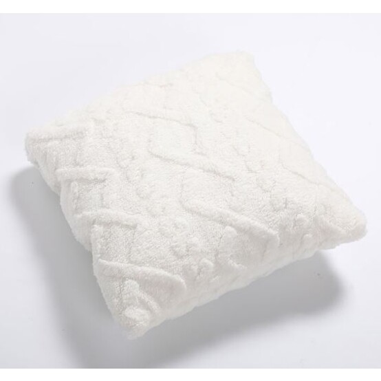 Плед-подушка велсофтовый 40*40 см однотонное с орнаментом белый Baizheng (1/8)