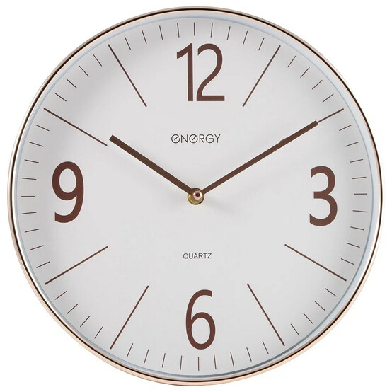 Часы пластиковые настенные кварц  29,3*5 см круг белый золото ЕС-158 Energy (1/10)