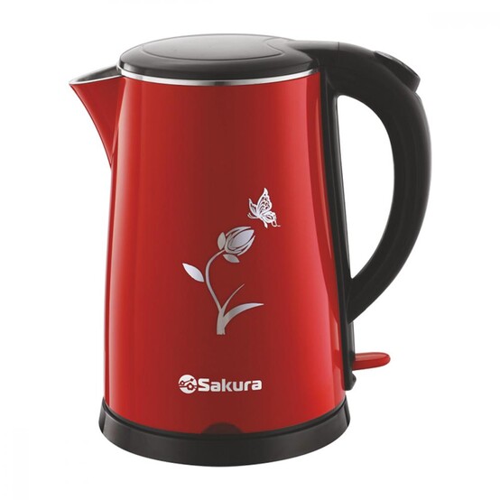 Чайник электрический SA-2159BR Sakura металлический красный 1,8 л 2000Вт