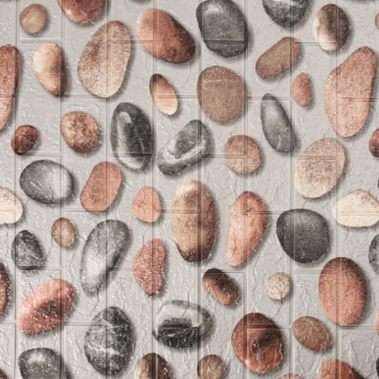 Панель стеновая самоклеящаяся 3D Камни бежевые 0,7х0,77м (толщ. 0,4см) (80/120)