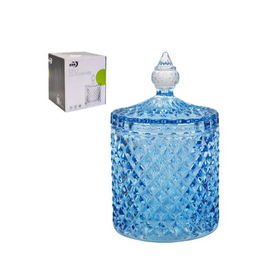 Сахарница стеклянная 8,5 см крышка под упак прозрачно-синий 83467 Ромб Deli Glassware (1/48)