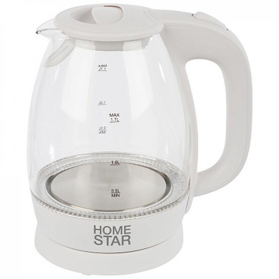 Чайник электрический HS-1012 HomeStar стеклянный белый 1,7 л 1500Вт