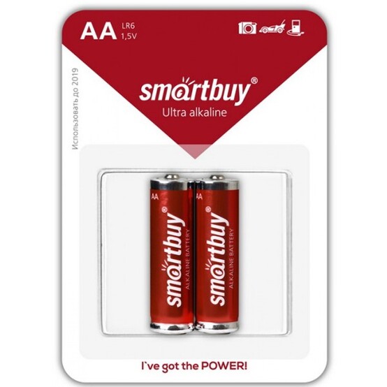 Батарейка AA Пальчиковая 1,5V LR6 Alkaline (2шт) Smartbuy (24/240)