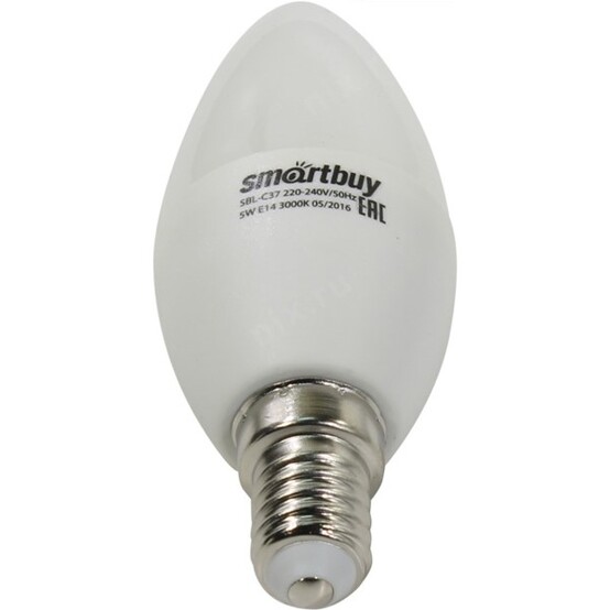 *Лампа светодиодная Е14 5Вт 3000К C37 (10/100) Smartbuy