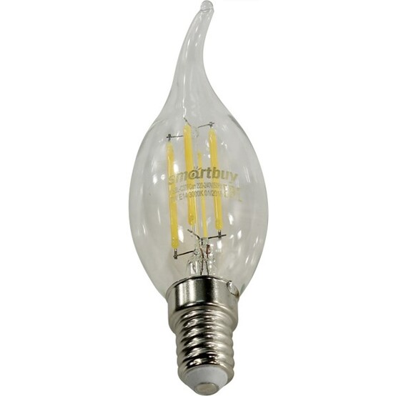 *Лампа светодиодная Е14 7Вт 3000К FIL свеча на ветру C37 (10/100) Smartbuy