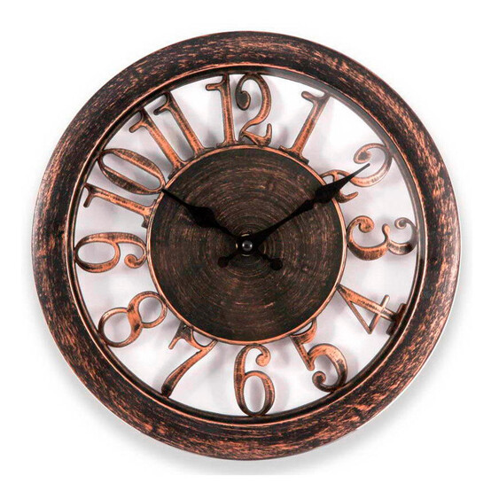 Часы пластиковые настенные кварц  27,5*3,8 см круг старина коричневый ЕС-16 Engy (1/10)
