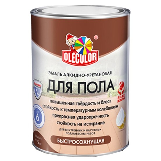 Эмаль для пола алкидно-уретановая OLECOLOR желто-коричневый быстросохнущая 0,8кг