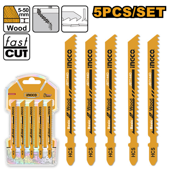 Полотна по дереву для электролобзика 5 шт INGCO JBT144D