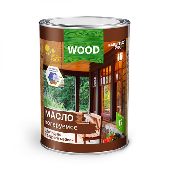 Масло колер для  тер и  мебели бесцветный 0.45 л(8)FARBITEX ПРОФИ WOOD