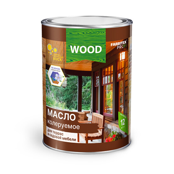 Масло колер для  тер и  мебели красное дерево 0,45 л(8) FARBITEX ПРОФИ WOOD