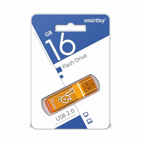 Накопитель пластиковый USB 16 GB оранжевый Glossy series Smartbuy (1/1)
