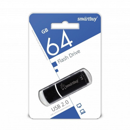 Накопитель пластиковый USB 64 GB BLACK Crown series Smartbuy (1/1)
