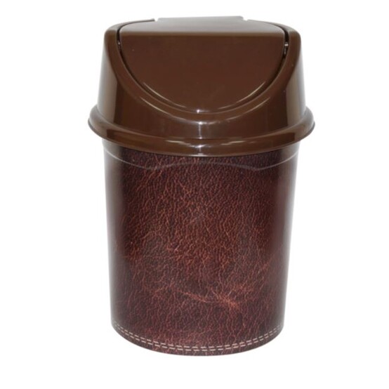 Ведро пластиковое для мусора  4 л 165*205*265 мм круглое с подвижной крышкой Кожа Violet (1/21)