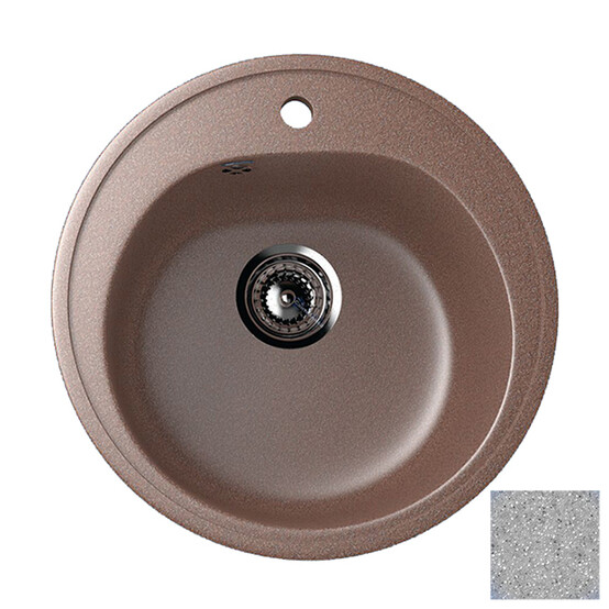 Мойка кухонная гранитная GS2 светло-серый матовый (кругл) d505мм; (чашаd 350*165мм)