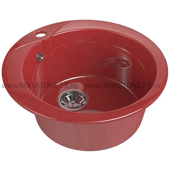 Мойка кухонная гранитная МС1 красный металлик (кругл) d470*d365*180мм глянец