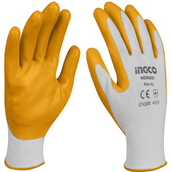 Перчатки с нитриловым покрытием XL INGCO HGNG01