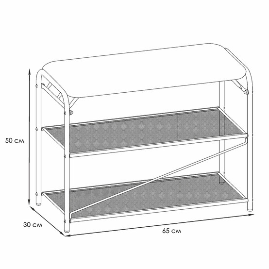 Подставка металлическая для обуви 3-х ярусная 65*30*50 см сиденье черная Гранада 23 ЗМИ (1/1)