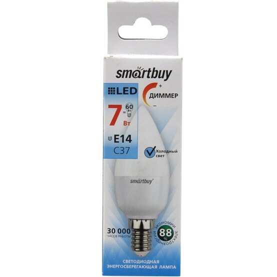 Лампа светодиодная E14  7Вт 4000К C37 Smartbuy