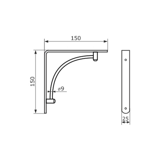 *Кронштейн уголок 150х150 черный ARCH (10) D