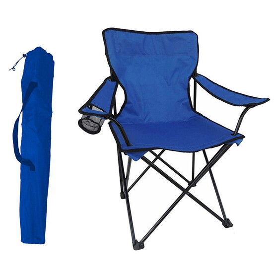 Кресло туристическое складное 520*520*800 мм нагрузка 80 кг кемпинговое синие в чехле Atmix (1/6)