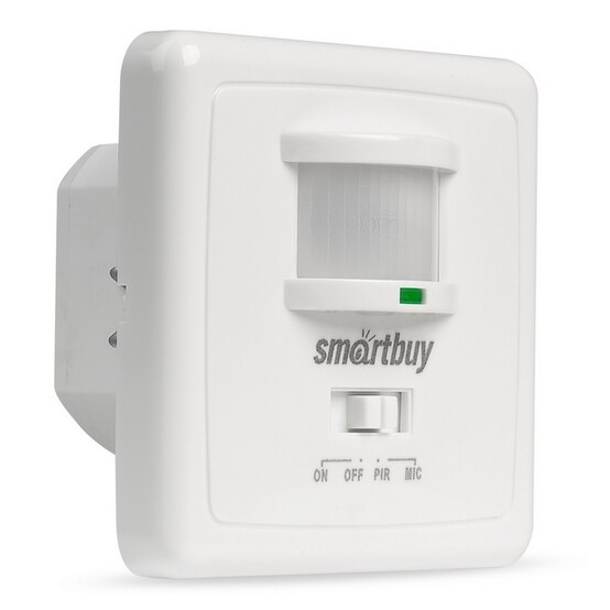 Датчик движения инфракрасный Smartbuy встраиваемый с датчиком звука 500Вт до 9м IP20 (100)