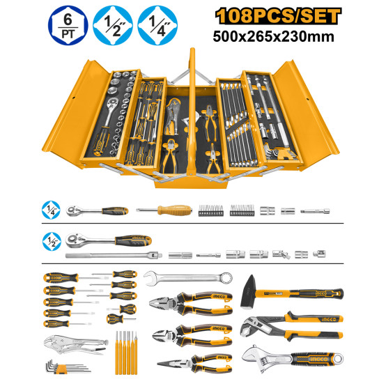 Набор инструмента 108 предметов ящик метал INGCO HTCS151081 INDUSTRIAL