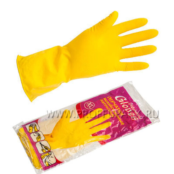 Перчатки хозяйственые латексные желтые Libry XL