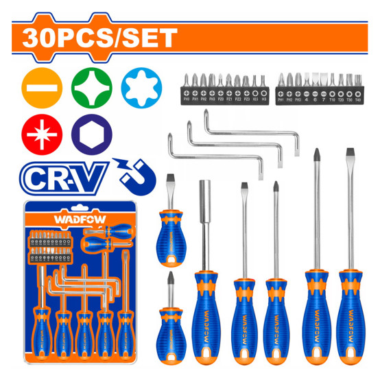 Набор отверток и бит 30 шт WADFOW WSS1430