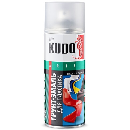 Грунт-эмаль аэрозольный Kudo для пластика черная 520мл
