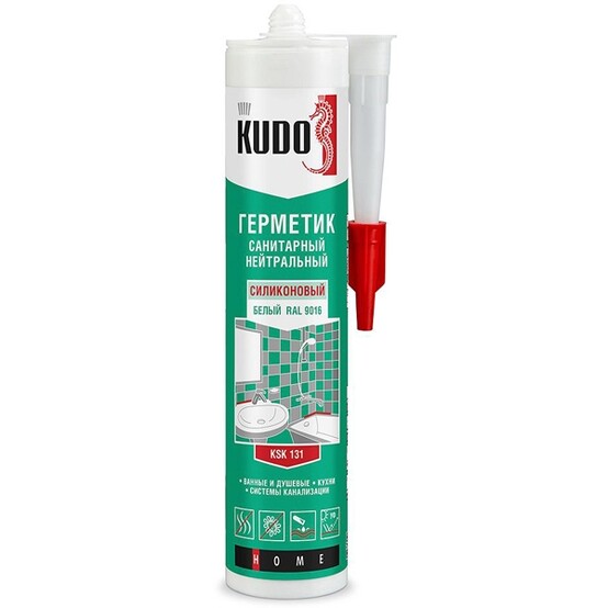 Герметик силиконовый нейтральный санитарный белый 280мл Kudo