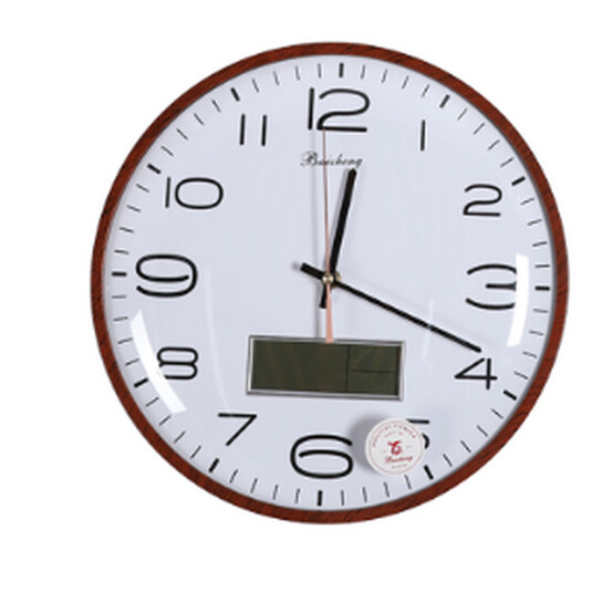 Часы пластиковые настенные  33 см круг коричневый led дисплей Baizheng (1/10)