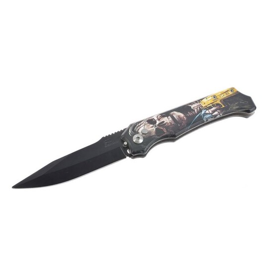 Нож туристический складной черное лезвие метал ручка 3Д 552МЧ-3Д ЛаДина (1/12)