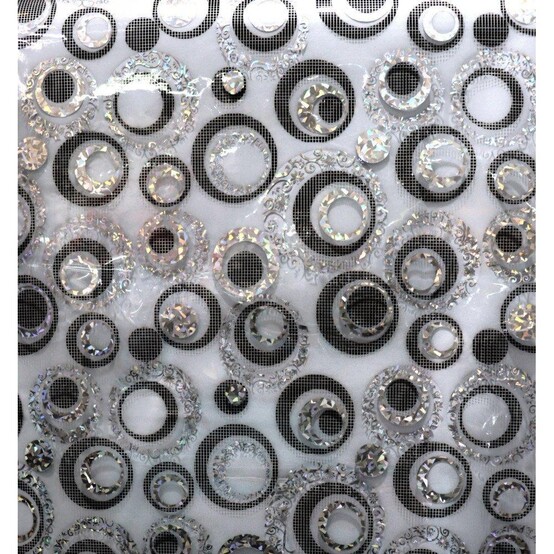 Клеенка силиконовая 0,6*20 м 0,7 мм черные серебряные круги на прозрачном Baizheng (1/1)