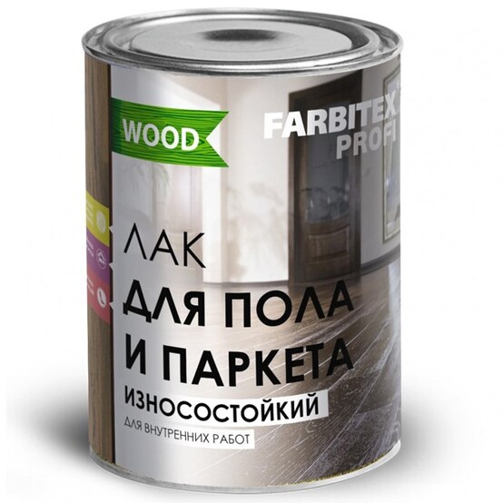 Лак алкидно-уретановый FARBITEX ПРОФИ WOOD для пола и паркета износостойкий 4л
