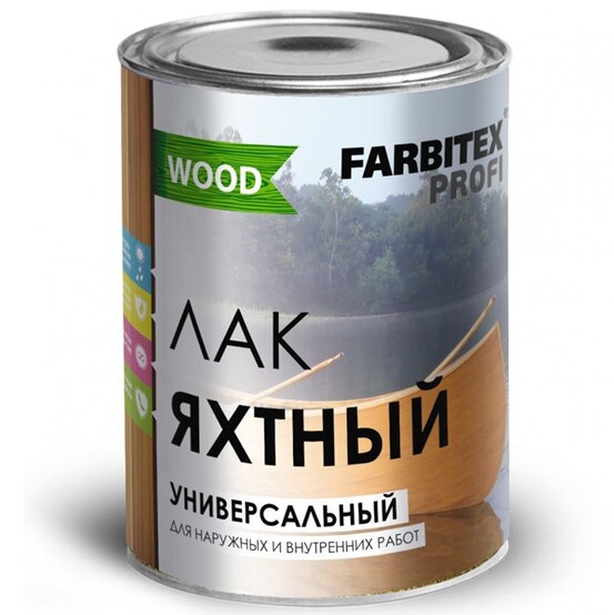 Лак уралкидный FARBITEX ПРОФИ WOOD яхтный универ. высокоглянцевый 0,9л