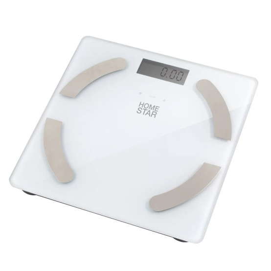 Весы напольные электронные стекло 180 кг 28*28 см дисплей анализатор белый HS-6003 HomeStar (1/10)