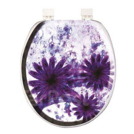 Сиденье для унитаза мягкое Aquadomer Фиолетовые цветы (17)