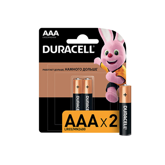 Батарейка AAA Мизинчиковая 1,5V LR03 Basic Alkaline  2шт/упак (10) DURACELL/OPTICELL