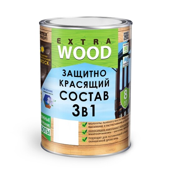 Защитно-красящий состав алкидный 3в1 FARBITEX PROFI WOOD EXTRA белый 3л