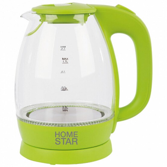Чайник стеклянный электрический 1,7 л 2,2 кВт зеленый HS-1012 HomeStar (1/6)