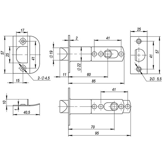 Ручка защелка 6082 CP-B (хром) фик.