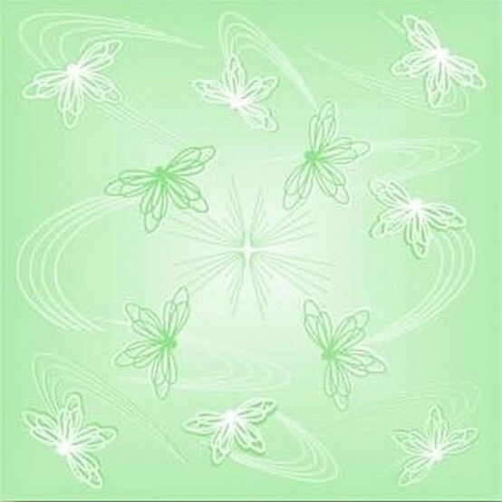 Плитка потолочная Бабочки зеленые ламинированная Флекс
