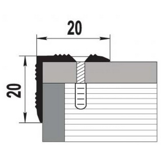 Порожек угловой 0,9 м алюминий 20*20мм