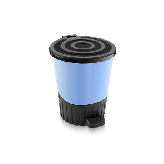 Ведро пластиковое для мусора  8 л 230*230*275 мм круглое с педалью голубой Ddstyle (1/6)